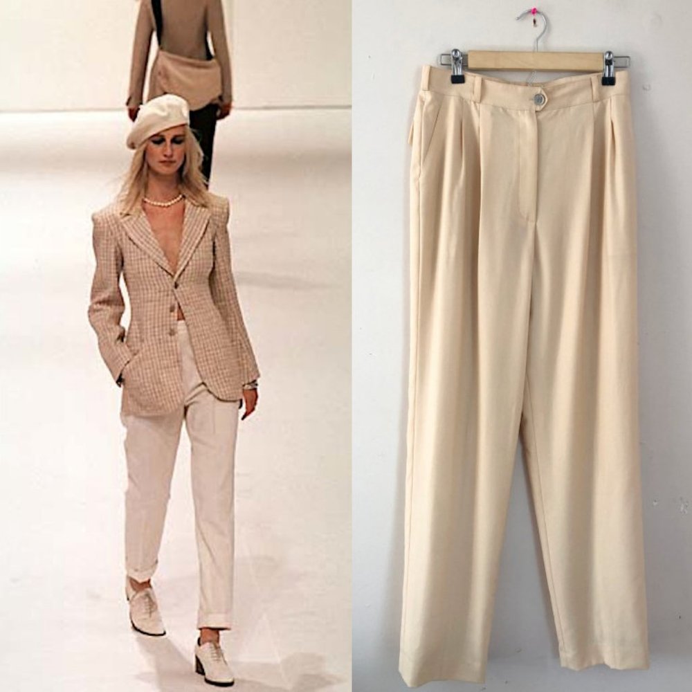 Chanel vintage SS 1998 high waist pleated tapered leg trousers